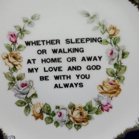 My Love and God Be With You Wall Hanging Plate 1960's Wall Decor Granny Core - Picture 3 of 10